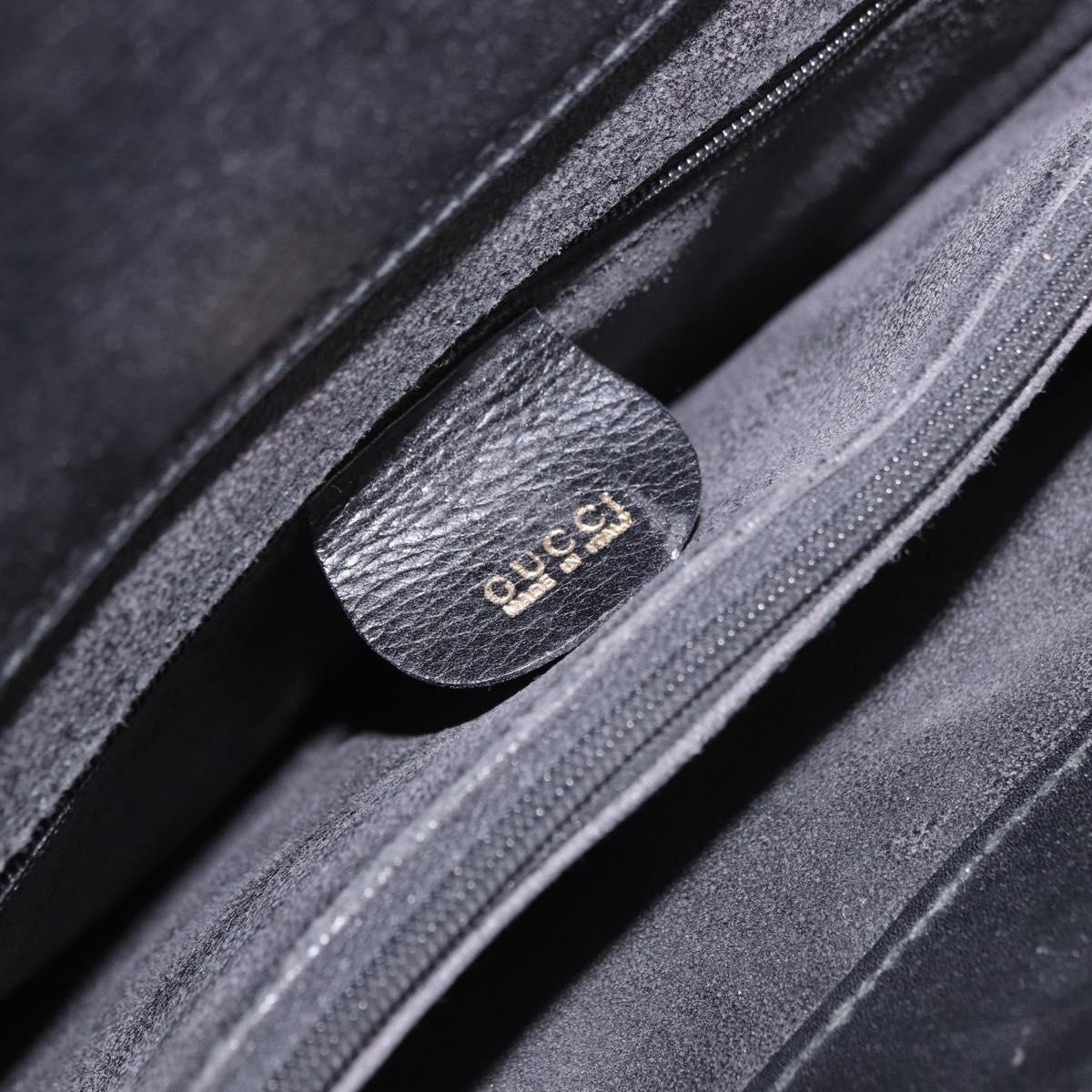 GUCCI Bamboo Hand Bag Leather 2way Black Gold 002 123 0322 Auth 184493