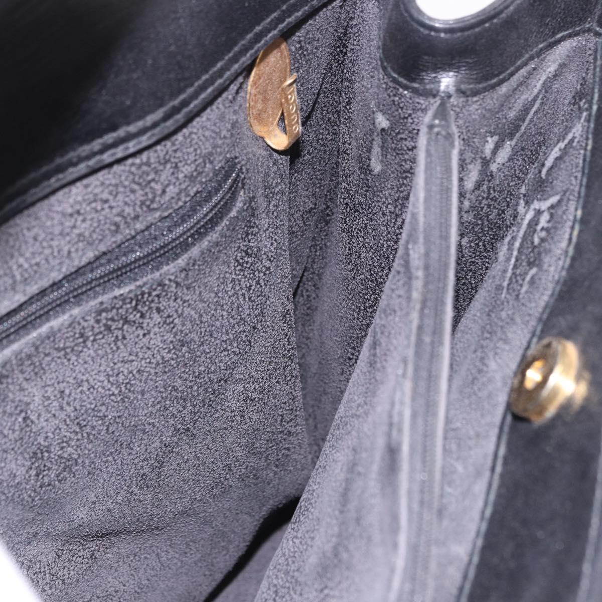 GUCCI Bamboo Hand Bag Leather 2way Black Gold 002 123 0322 Auth 184493