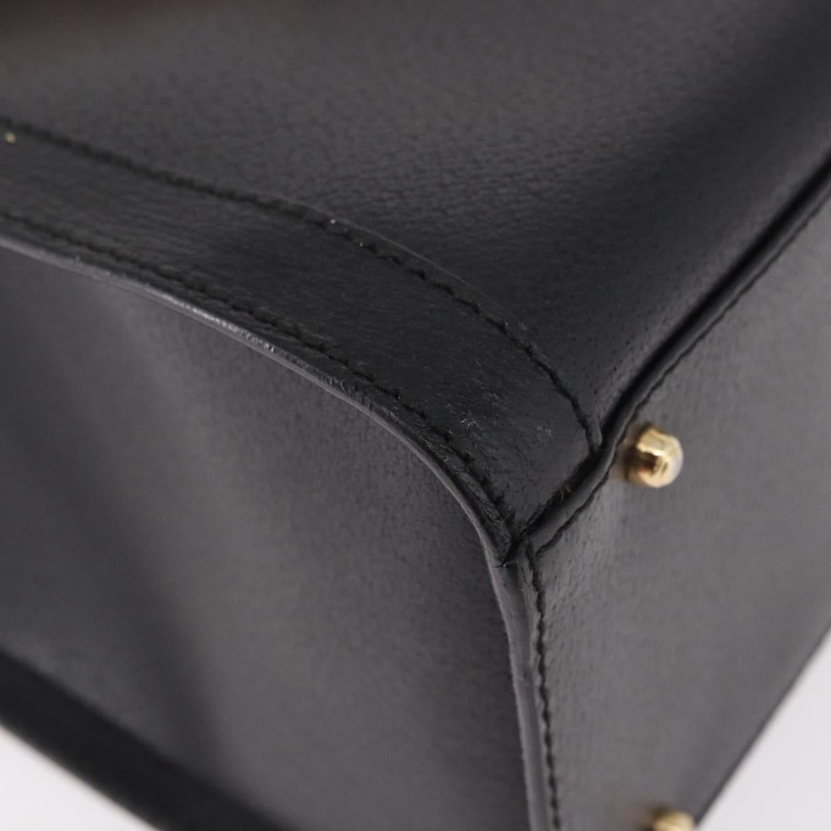 GUCCI Bamboo Hand Bag Leather Black Gold 002 123 0260 Auth 184494