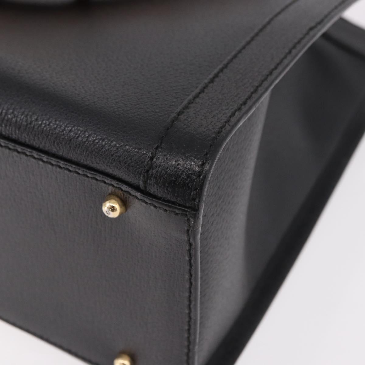 GUCCI Bamboo Hand Bag Leather Black Gold 002 123 0260 Auth 184494