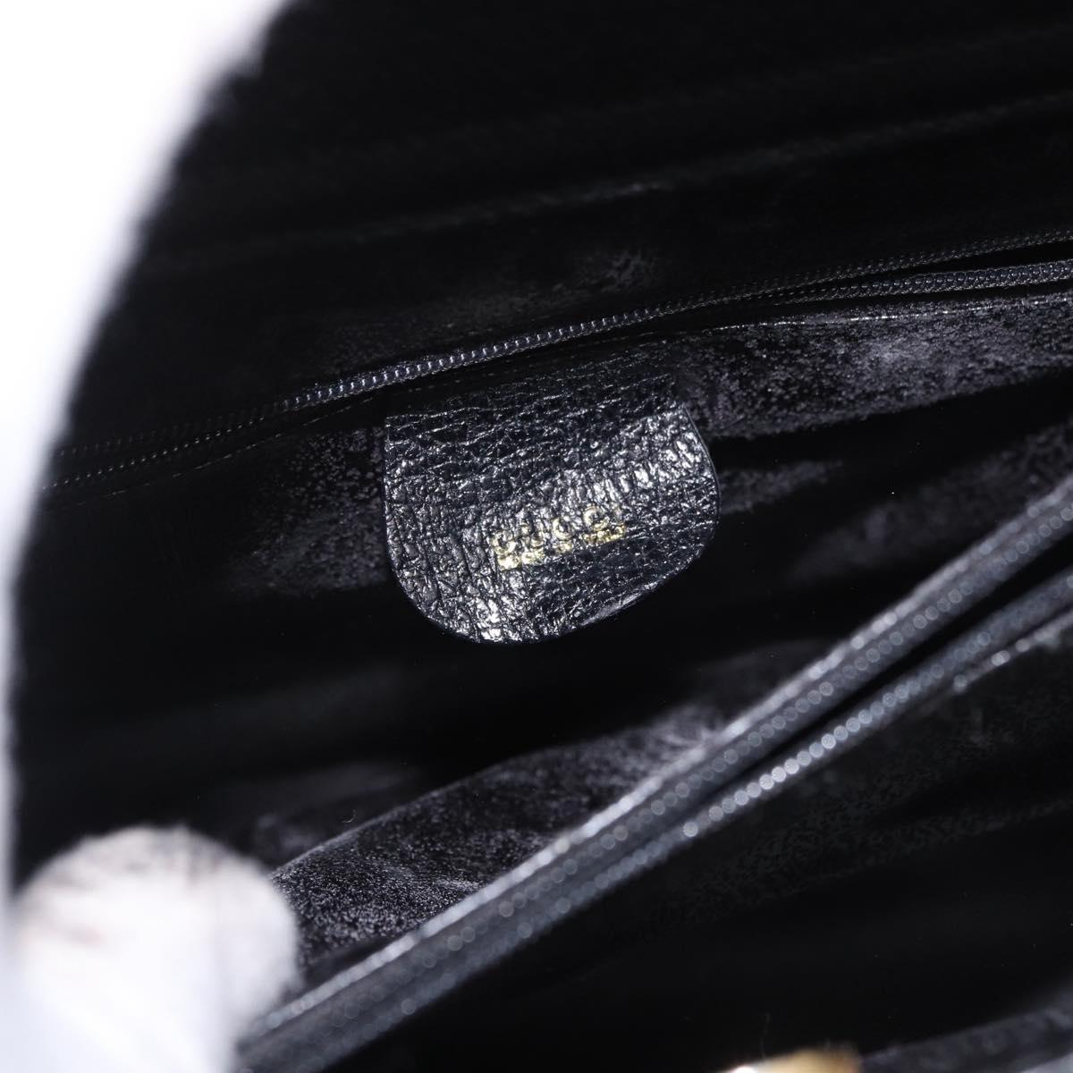 GUCCI Bamboo Hand Bag Leather Black Gold 002 123 0260 Auth 184494