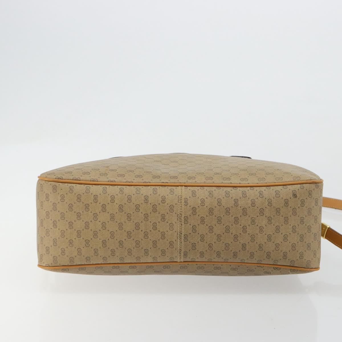 GUCCI Micro GG Supreme Hand Bag PVC 2way Beige Gold Auth 184496