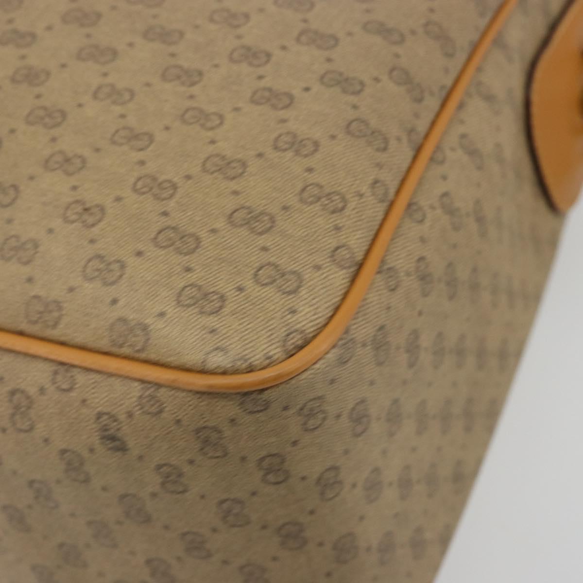 GUCCI Micro GG Supreme Hand Bag PVC 2way Beige Gold Auth 184496