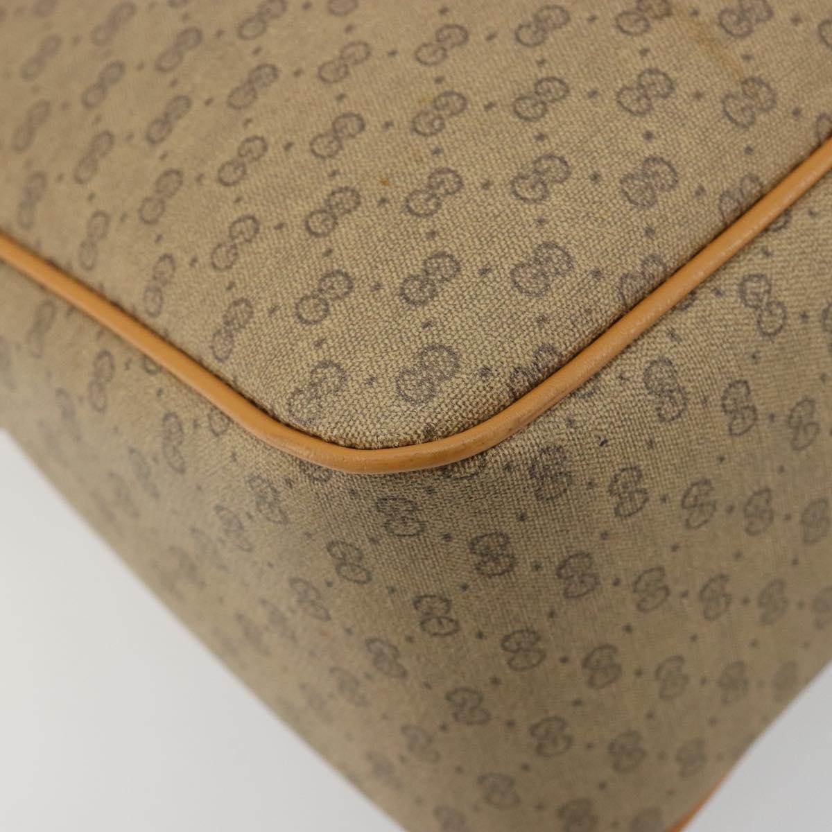 GUCCI Micro GG Supreme Hand Bag PVC 2way Beige Gold Auth 184496