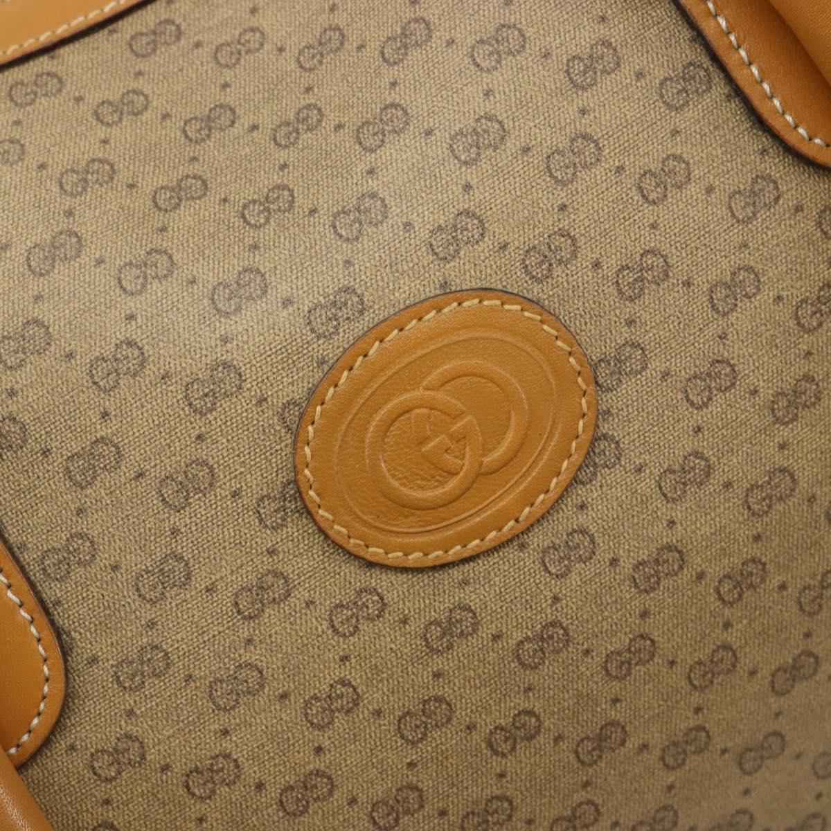 GUCCI Micro GG Supreme Hand Bag PVC 2way Beige Gold Auth 184496