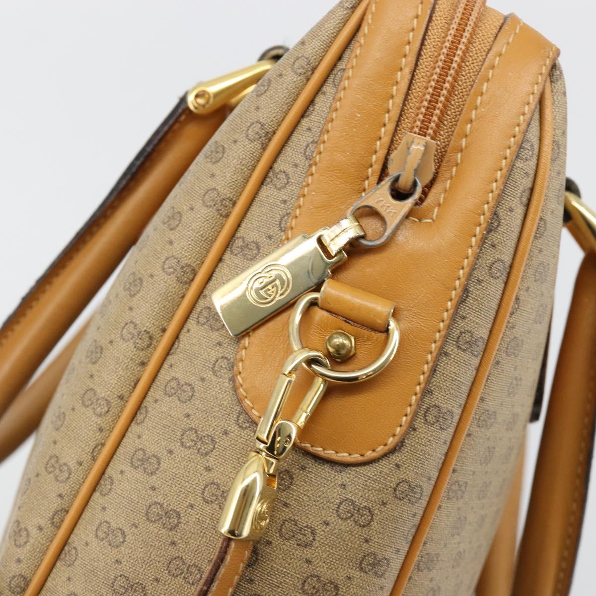 GUCCI Micro GG Supreme Hand Bag PVC 2way Beige Gold Auth 184496