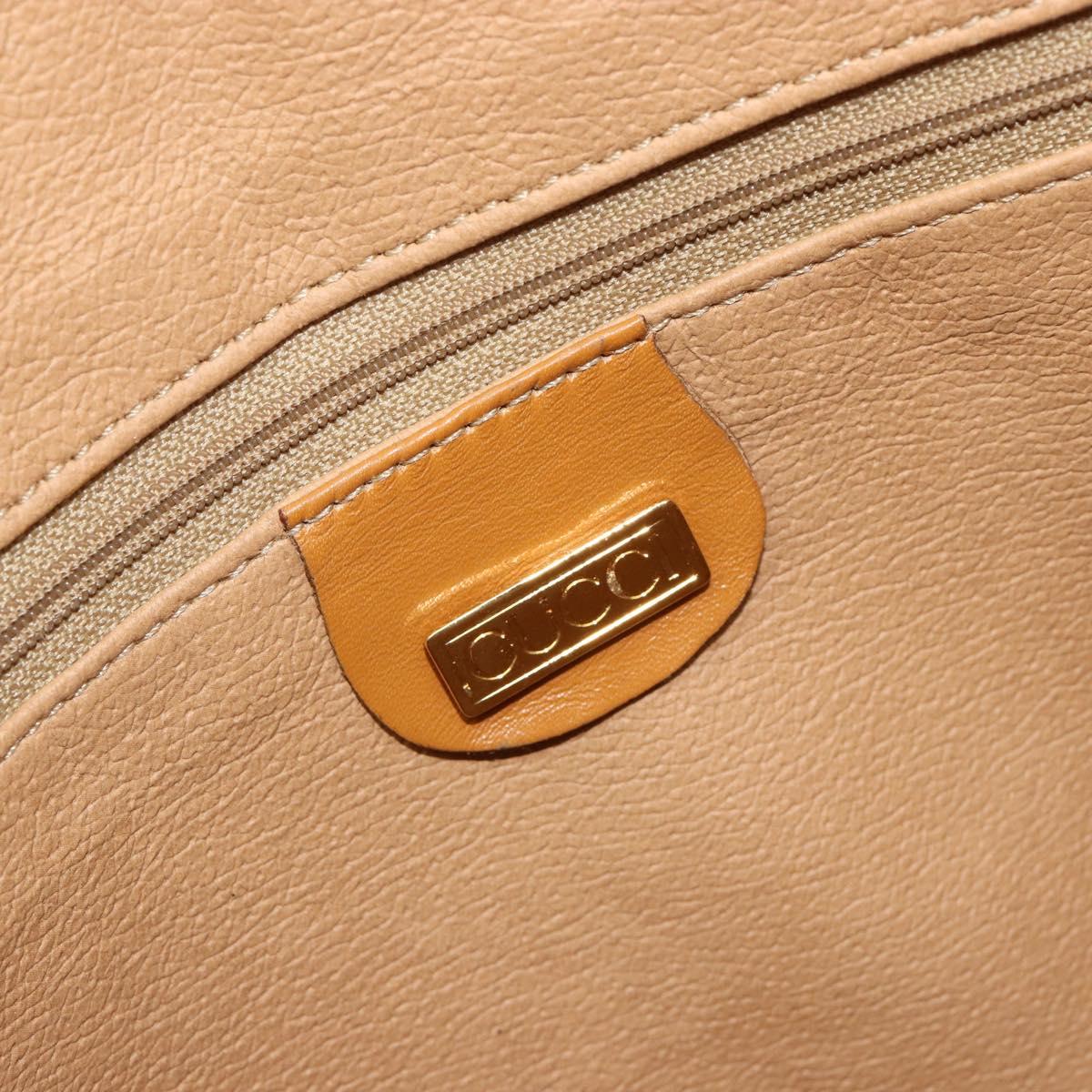 GUCCI Micro GG Supreme Hand Bag PVC 2way Beige Gold Auth 184496
