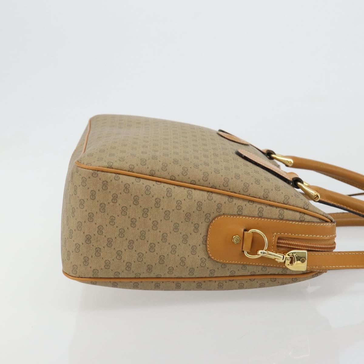 GUCCI Micro GG Supreme Hand Bag PVC 2way Beige Gold Auth 184496