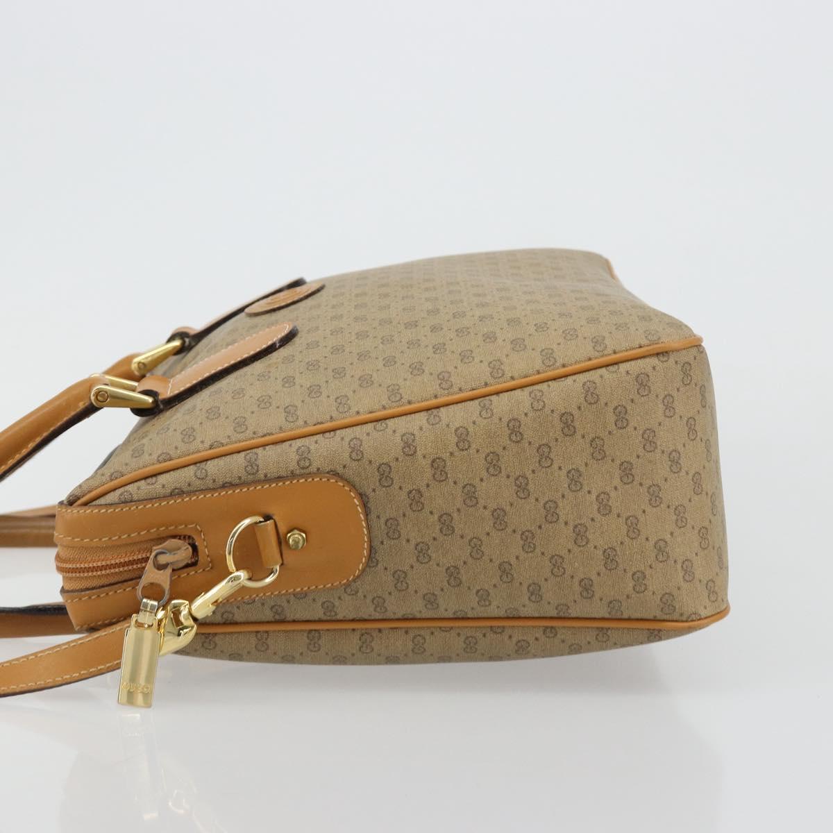 GUCCI Micro GG Supreme Hand Bag PVC 2way Beige Gold Auth 184496