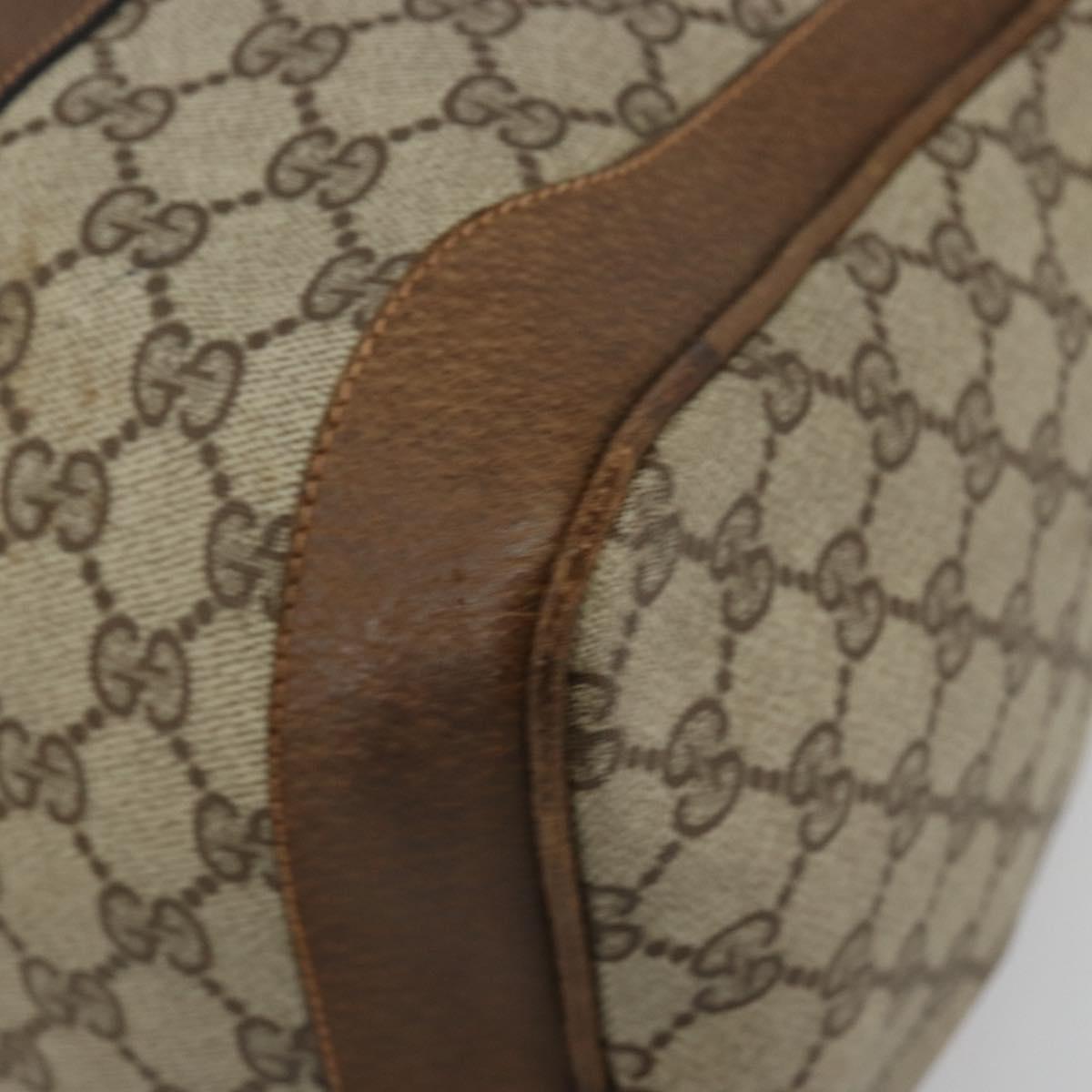 GUCCI GG Supreme Boston Bag PVC Beige Gold Auth 184499
