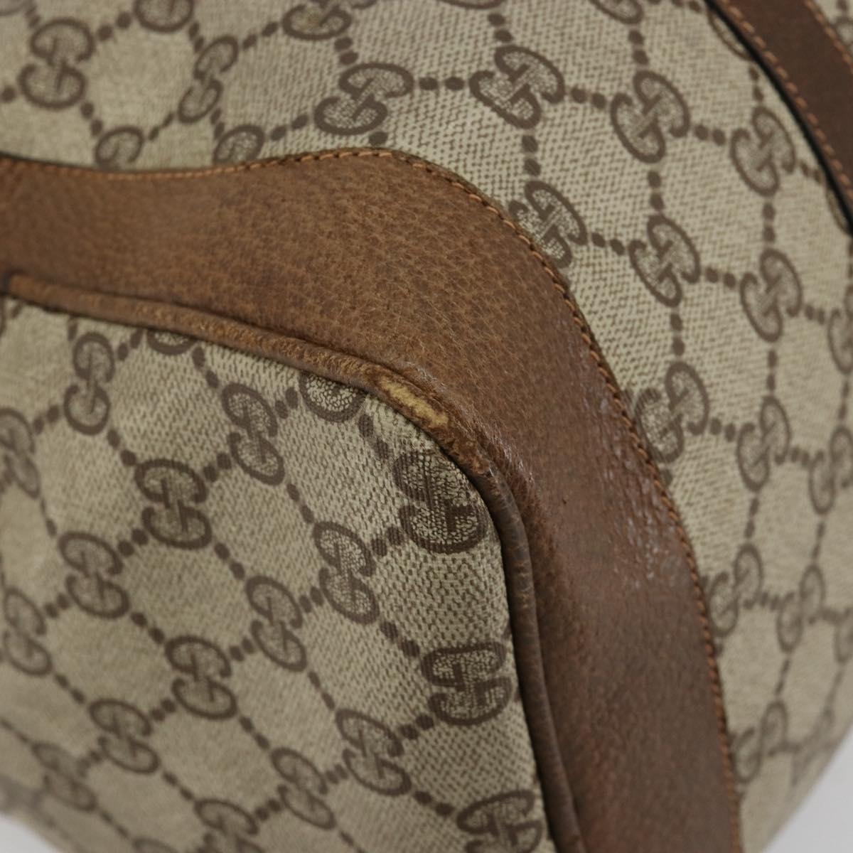 GUCCI GG Supreme Boston Bag PVC Beige Gold Auth 184499