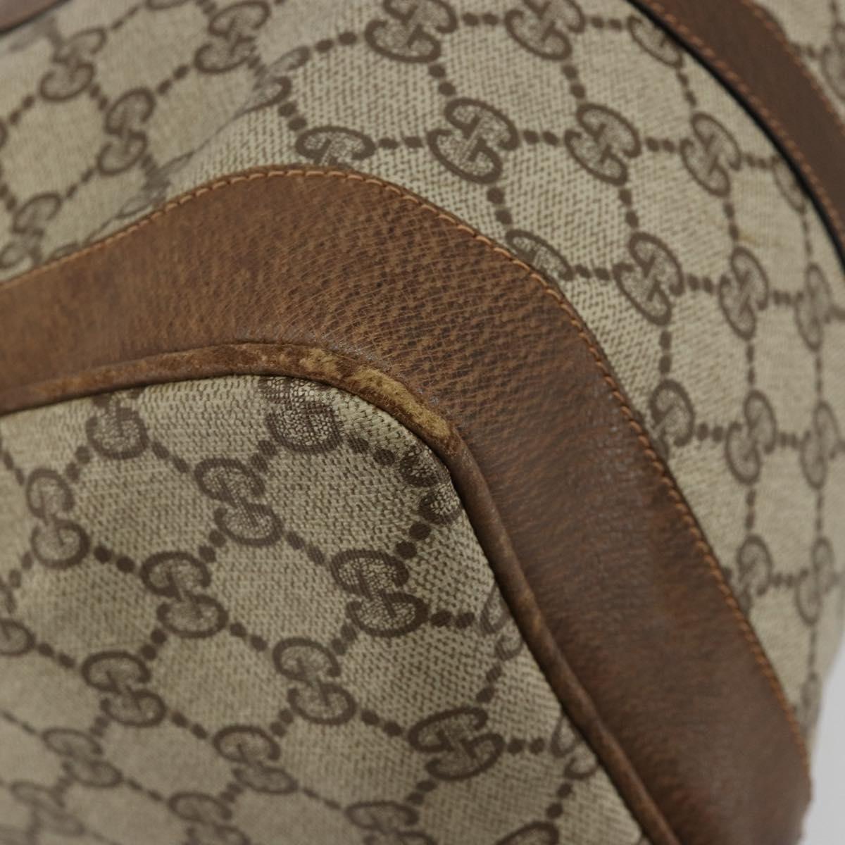 GUCCI GG Supreme Boston Bag PVC Beige Gold Auth 184499