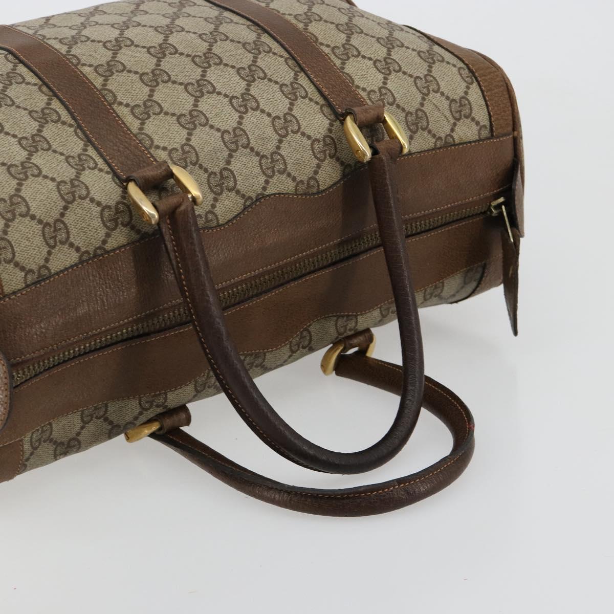 GUCCI GG Supreme Boston Bag PVC Beige Gold Auth 184499