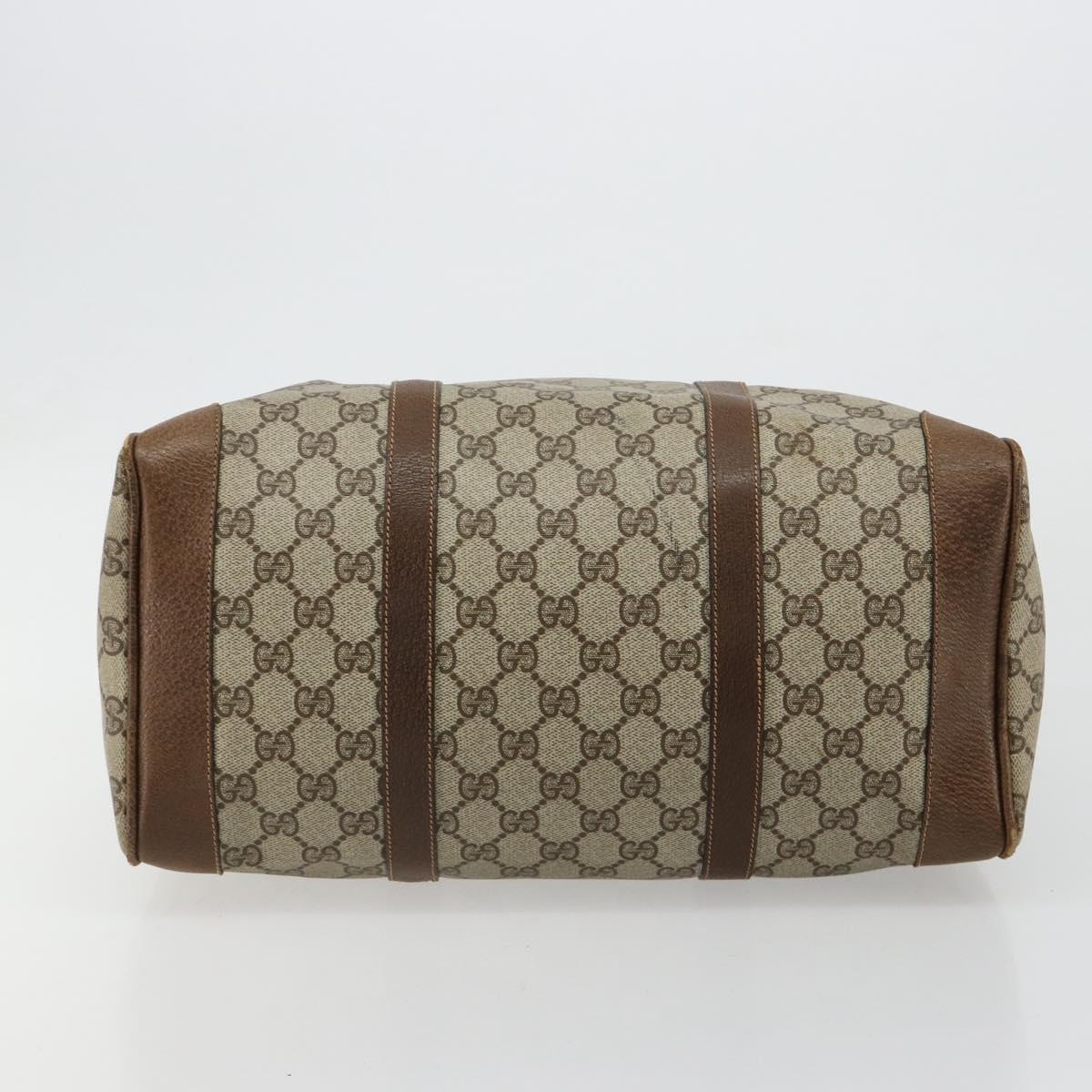GUCCI GG Supreme Boston Bag PVC Beige Gold Auth 184499