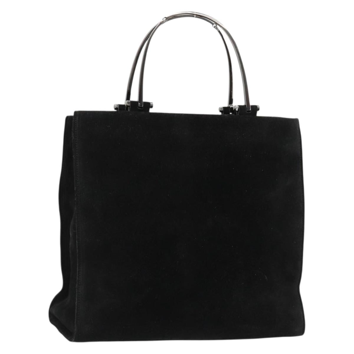 GUCCI Hand Bag Suede Black Silver 002 1025 Auth 184500