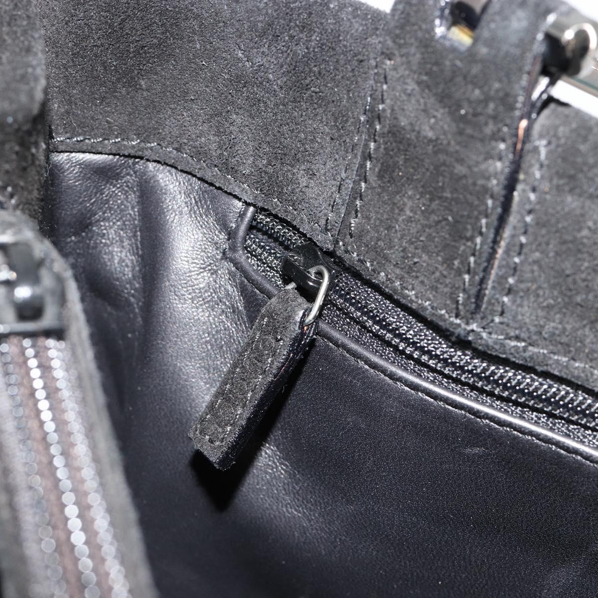 GUCCI Hand Bag Suede Black Silver 002 1025 Auth 184500