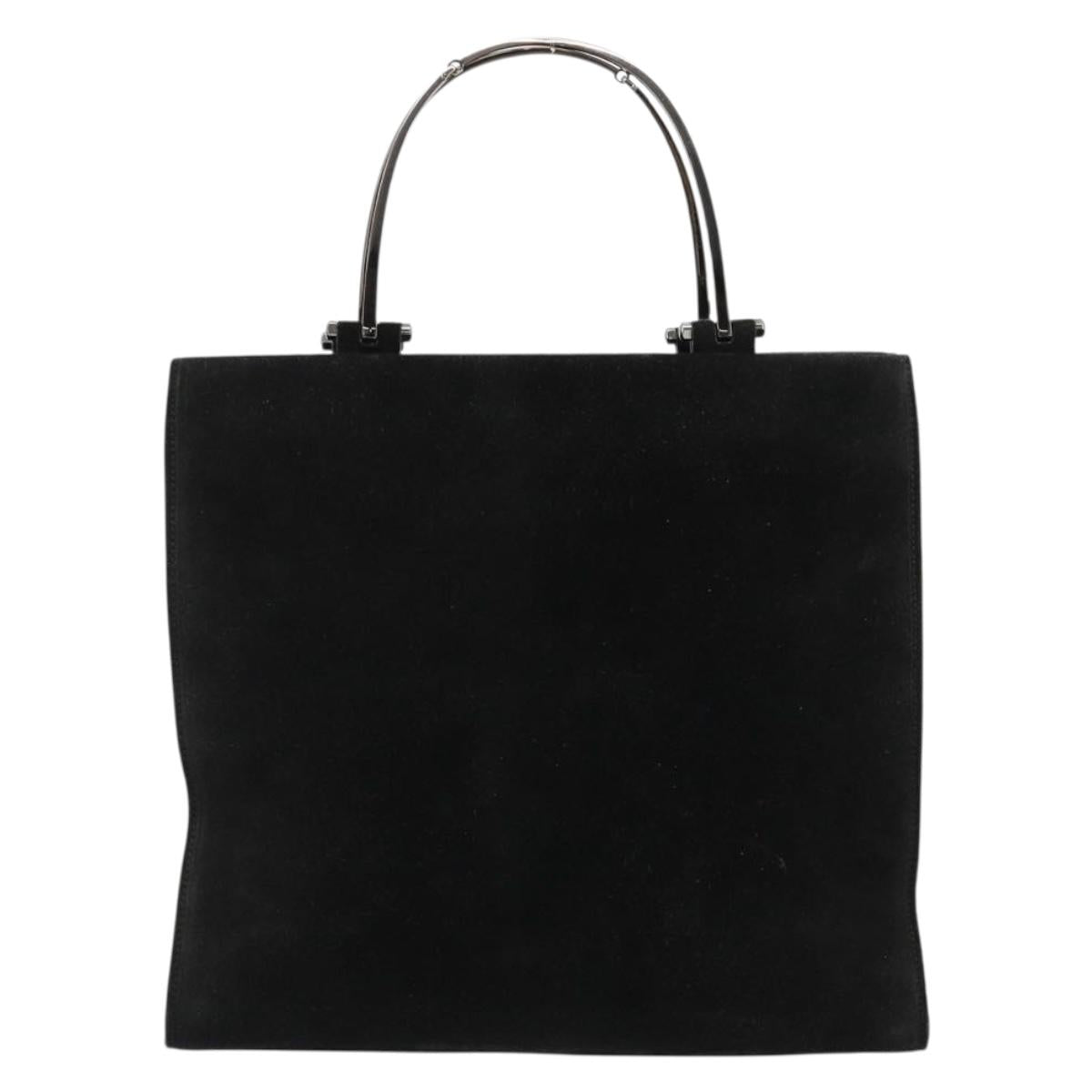 GUCCI Hand Bag Suede Black Silver 002 1025 Auth 184500