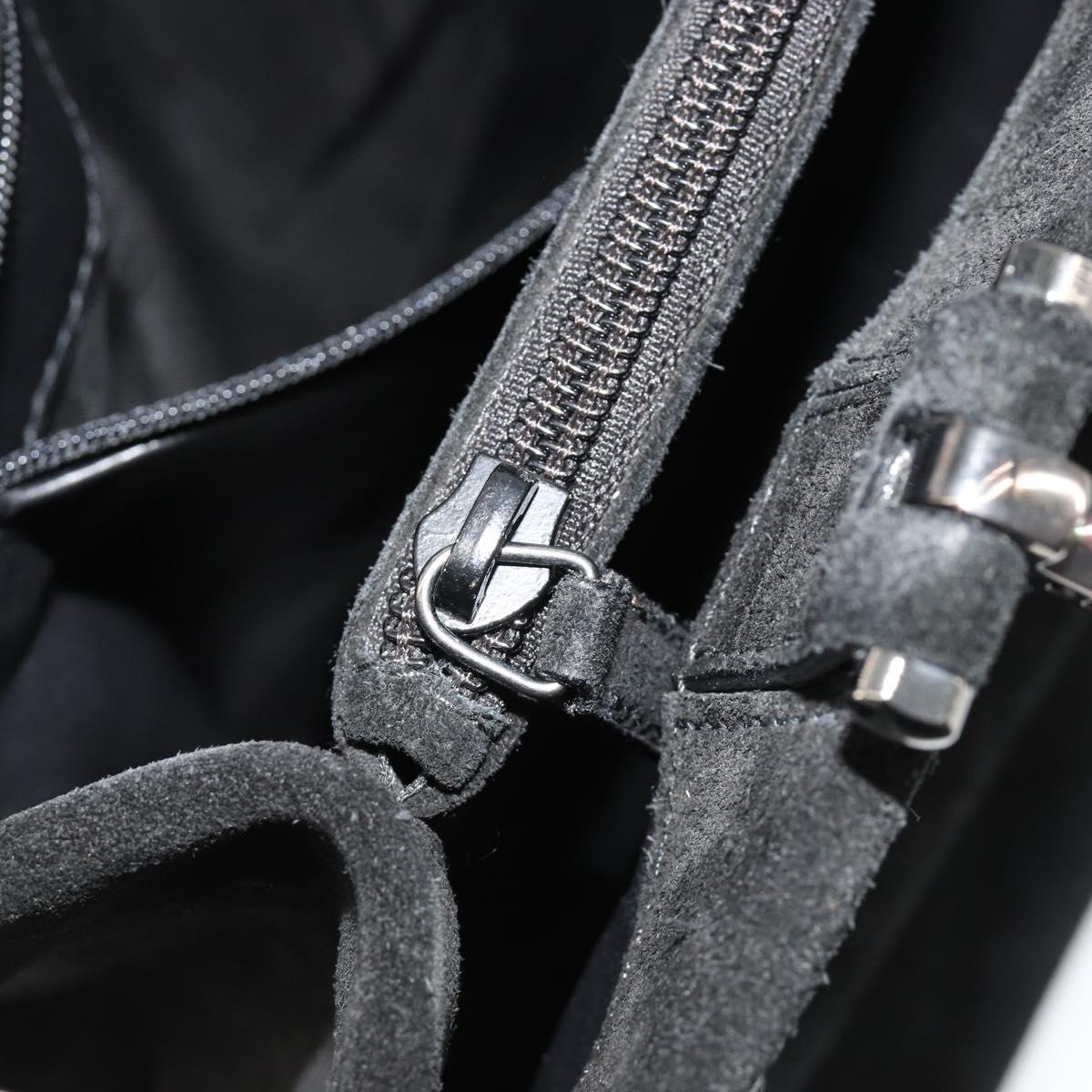 GUCCI Hand Bag Suede Black Silver 002 1025 Auth 184500