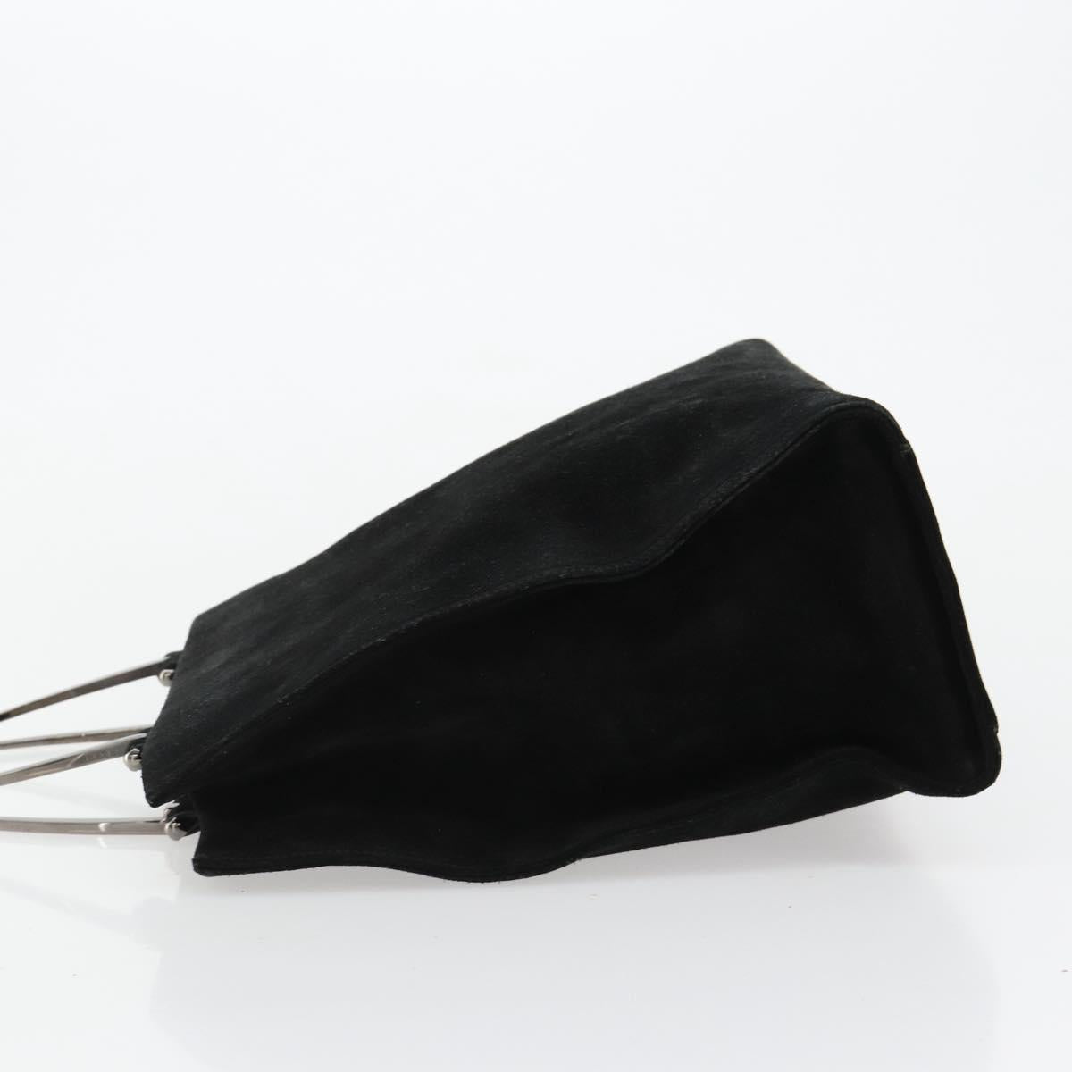 GUCCI Hand Bag Suede Black Silver 002 1025 Auth 184500