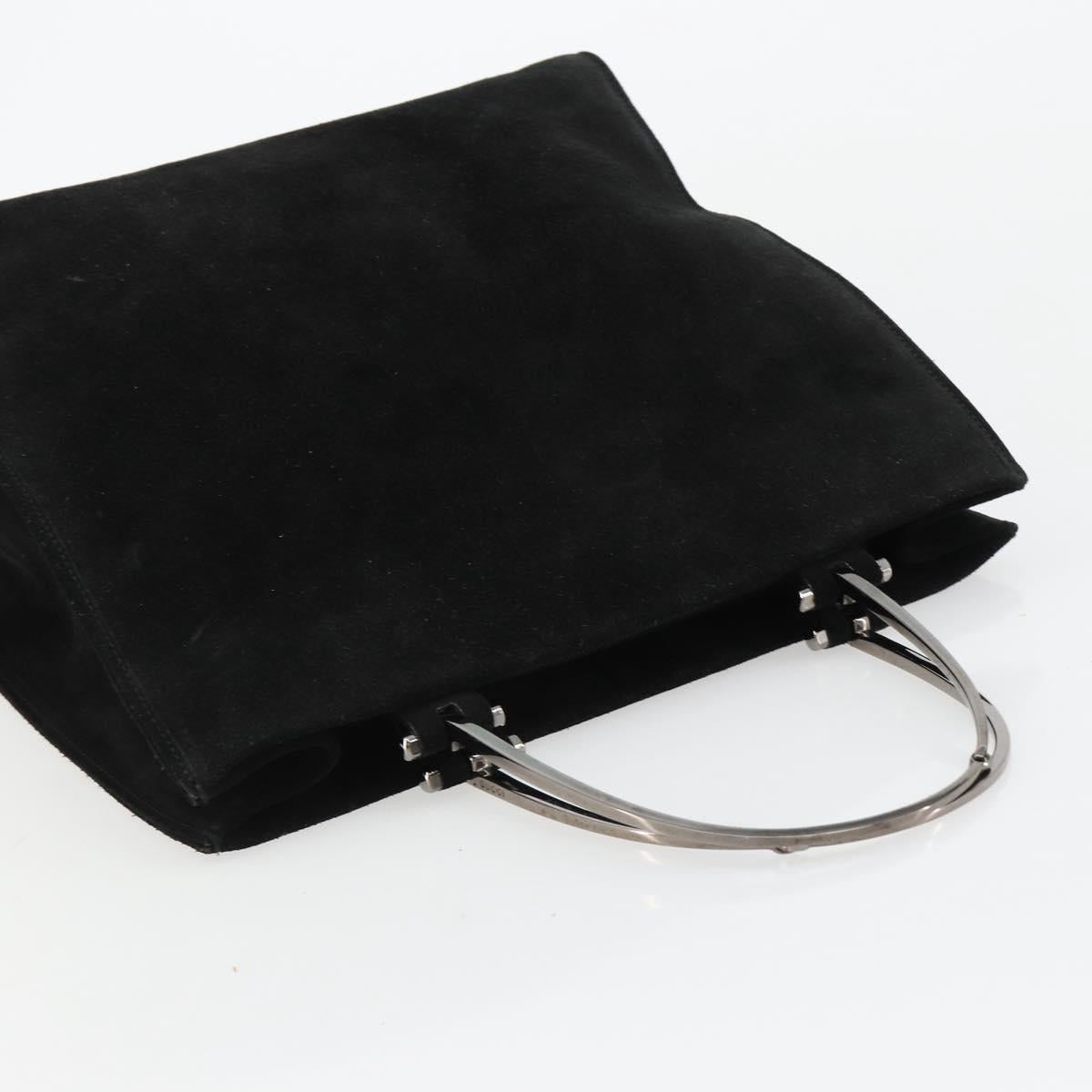 GUCCI Hand Bag Suede Black Silver 002 1025 Auth 184500