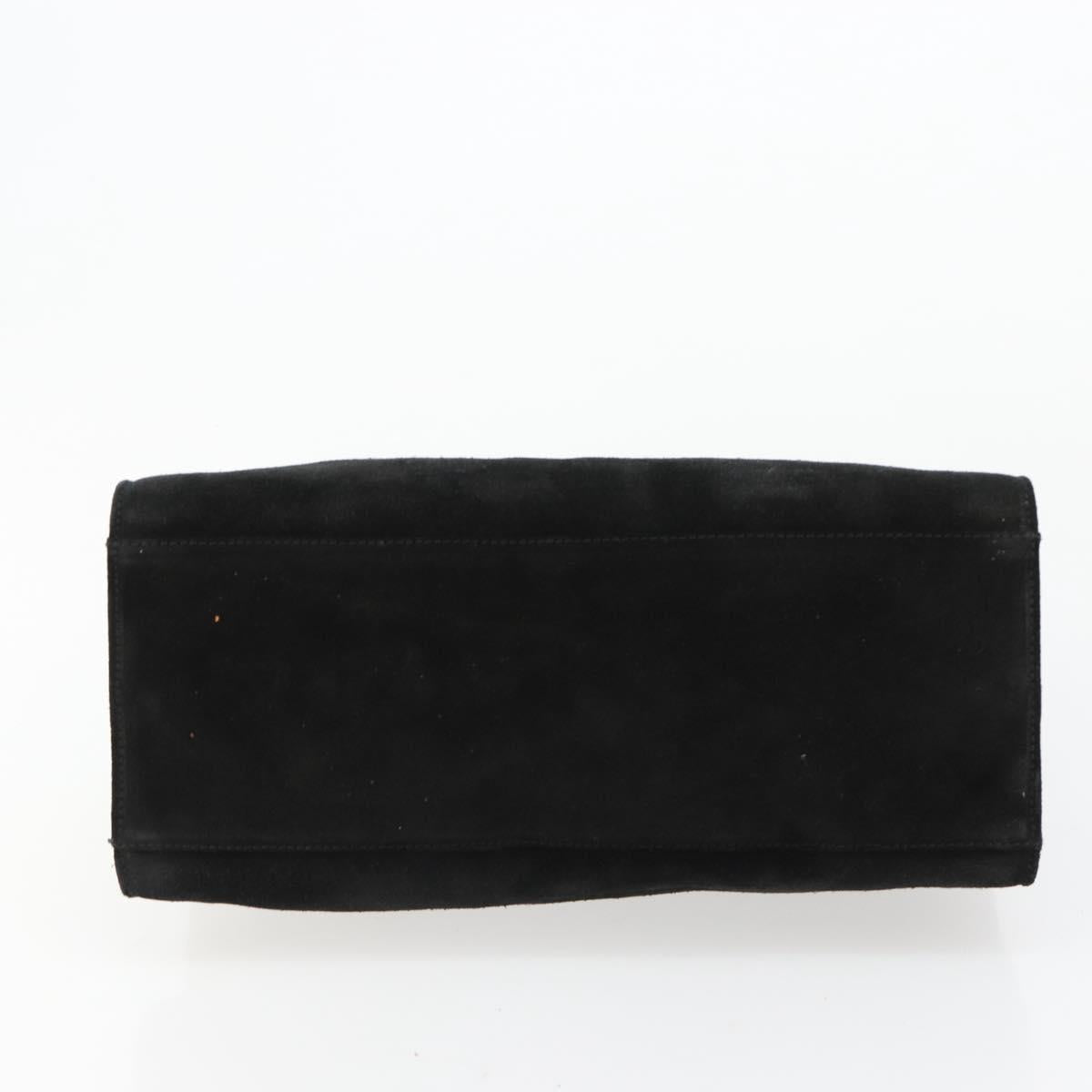 GUCCI Hand Bag Suede Black Silver 002 1025 Auth 184500