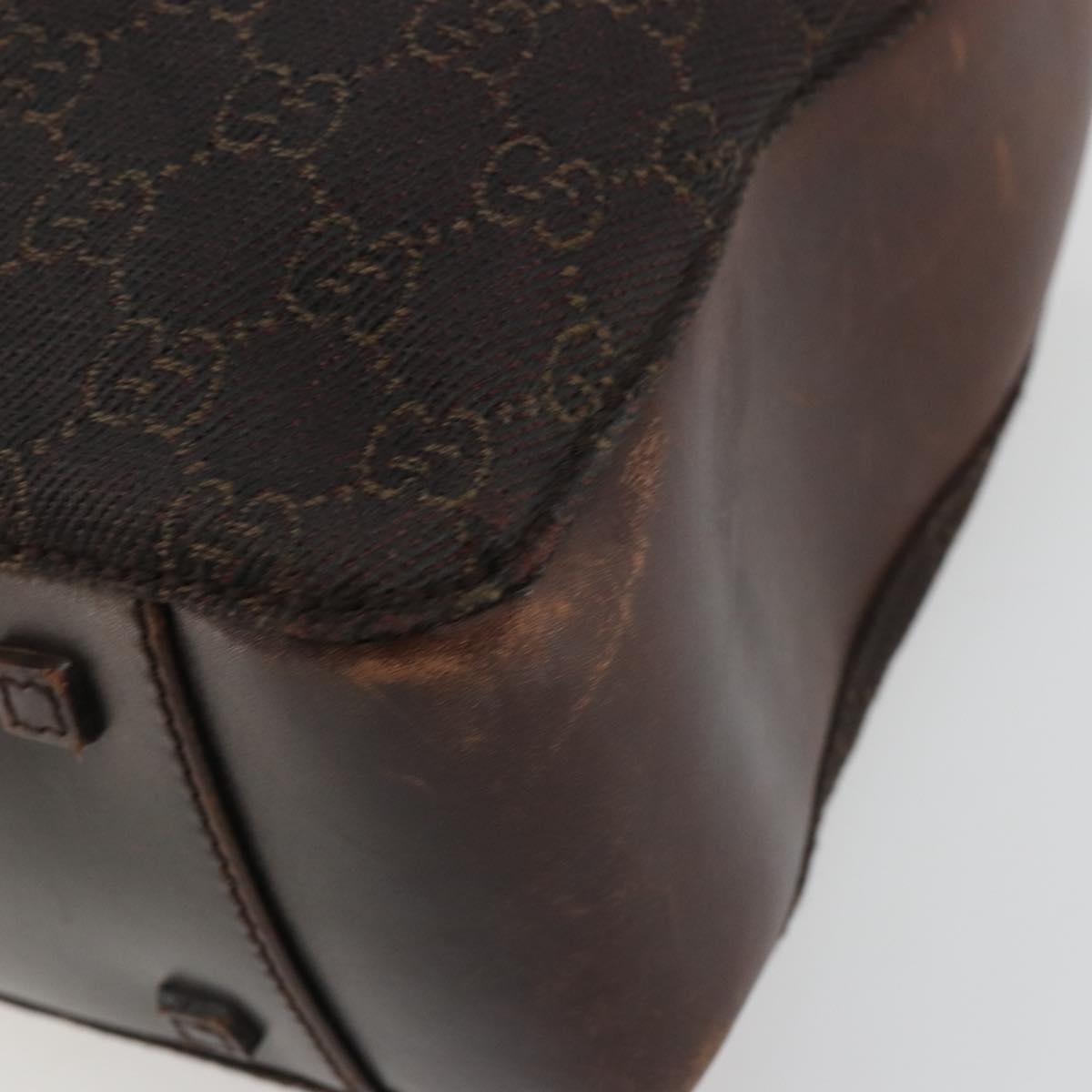 GUCCI GG Canvas Tote Bag Brown Silver 101919 Auth 184501