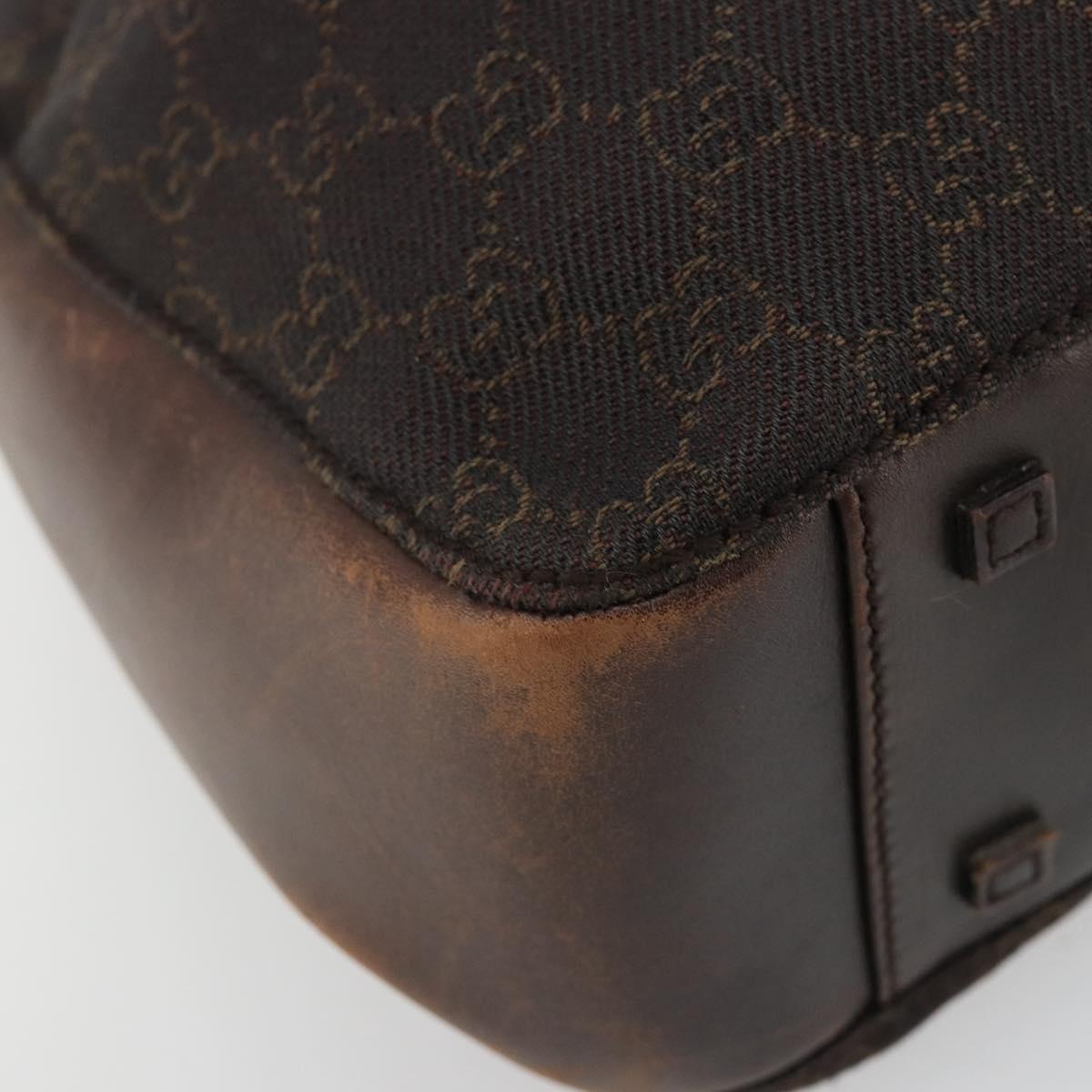 GUCCI GG Canvas Tote Bag Brown Silver 101919 Auth 184501