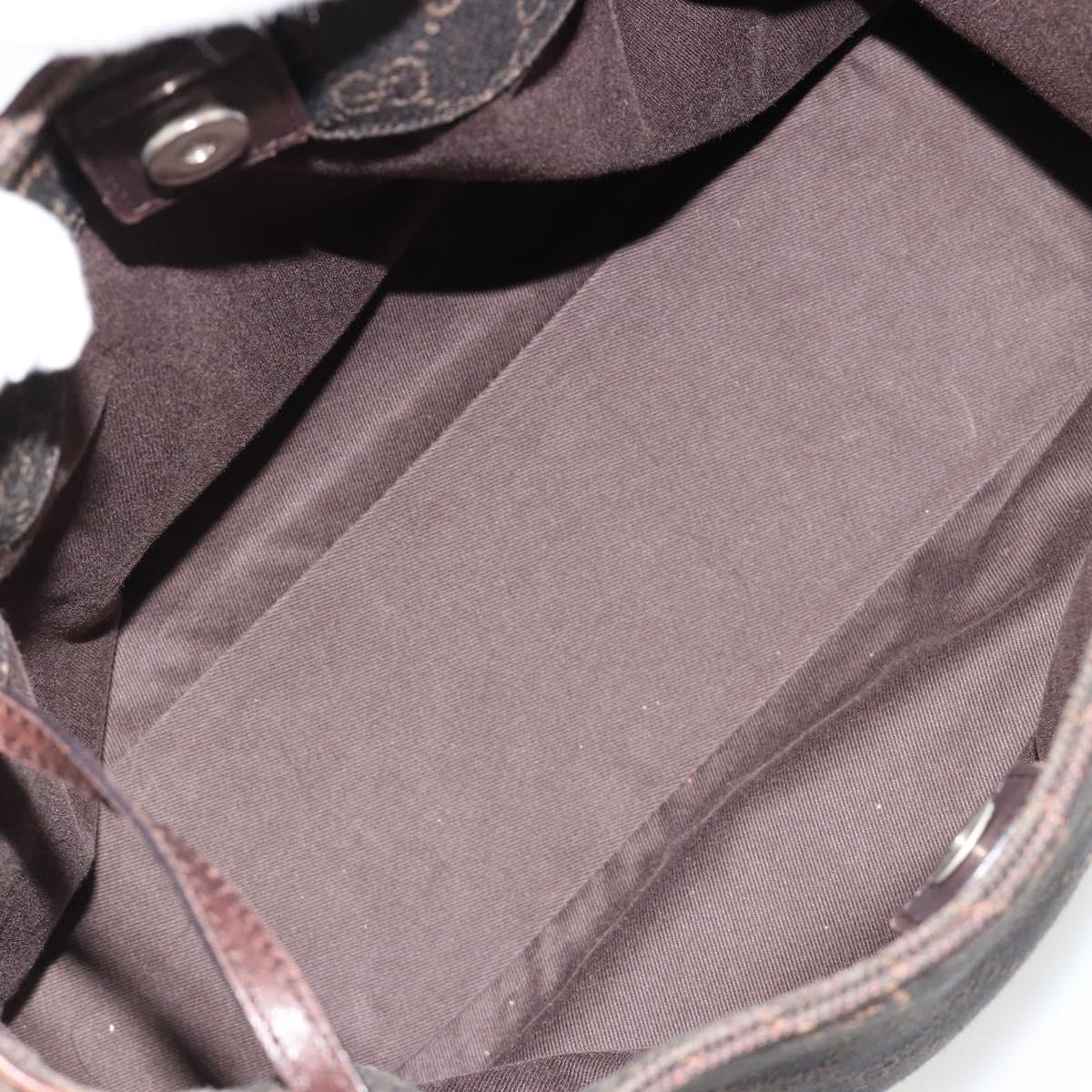 GUCCI GG Canvas Tote Bag Brown Silver 101919 Auth 184501