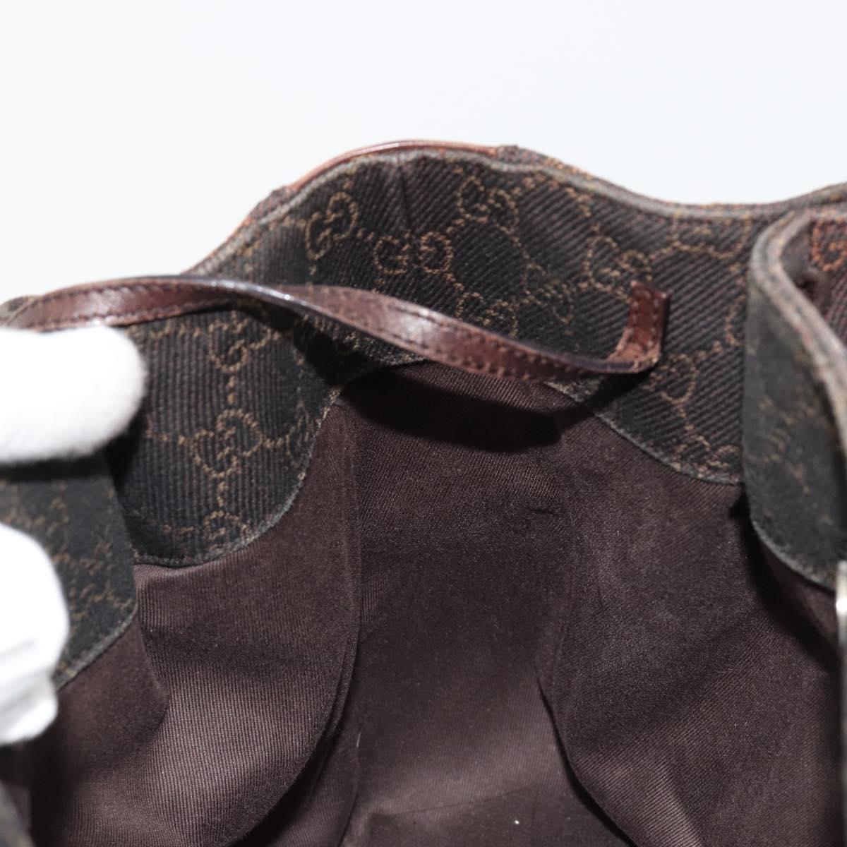 GUCCI GG Canvas Tote Bag Brown Silver 101919 Auth 184501