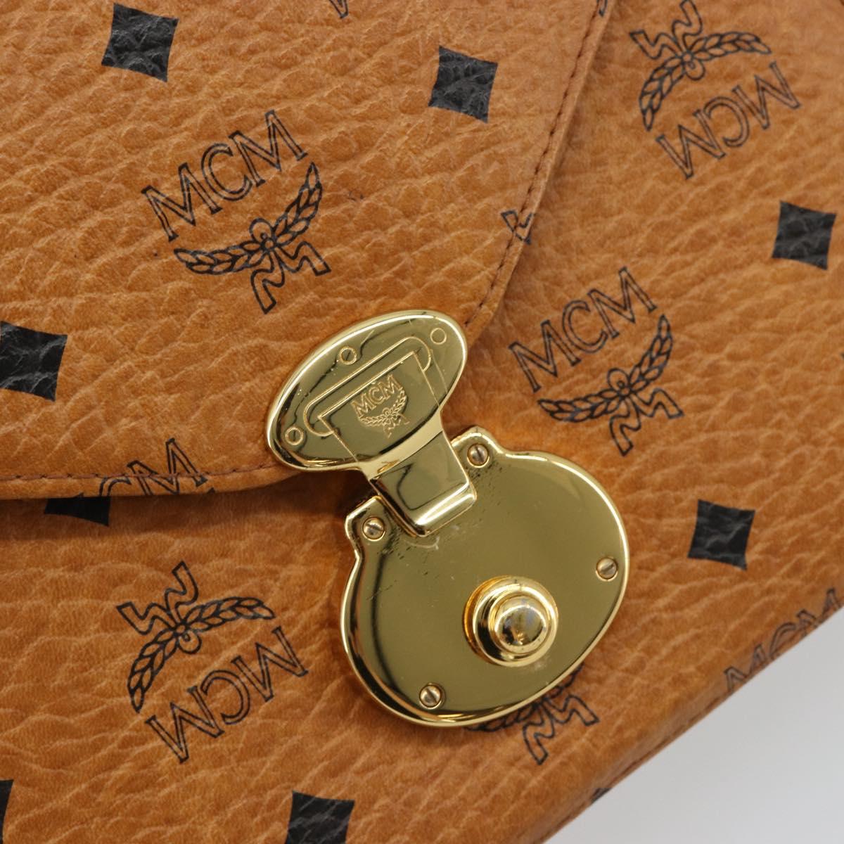 MCM Vicetos Logogram Shoulder Bag PVC Leather Brown Gold Auth 184502