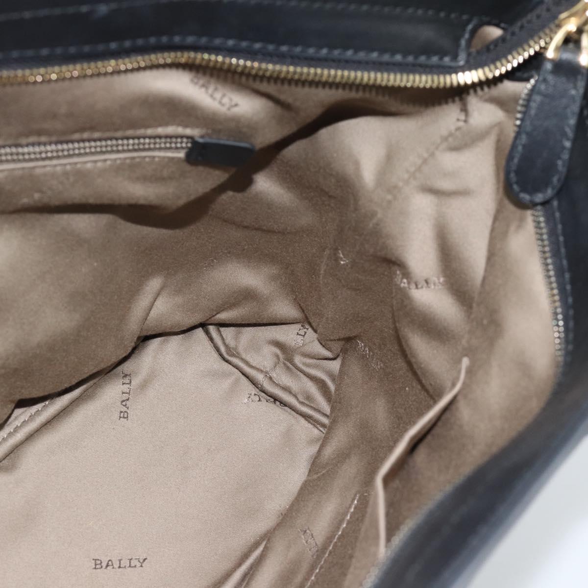 BALLY Hand Bag Leather Black Gold Auth 184506