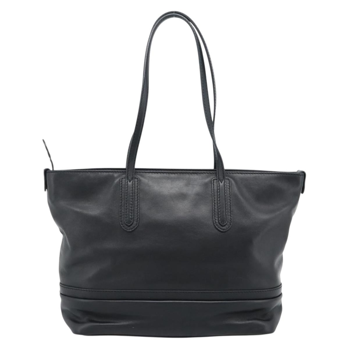 BALLY Hand Bag Leather Black Gold Auth 184506