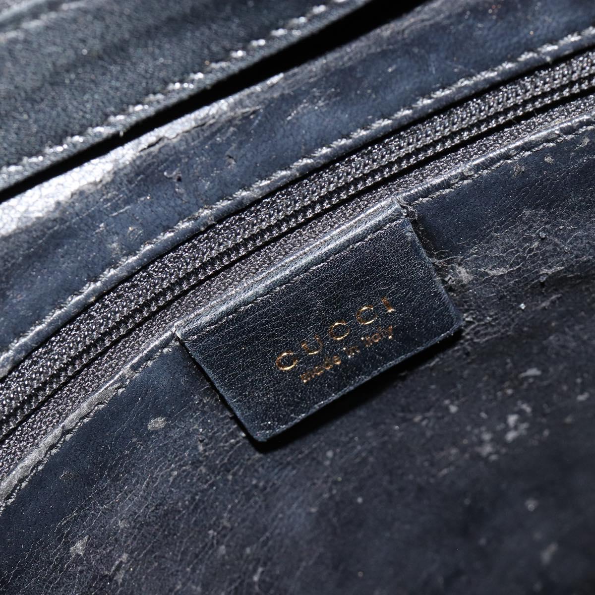 GUCCI Bamboo Shoulder Bag Leather Black Gold 001 3007 3754 Auth 184507
