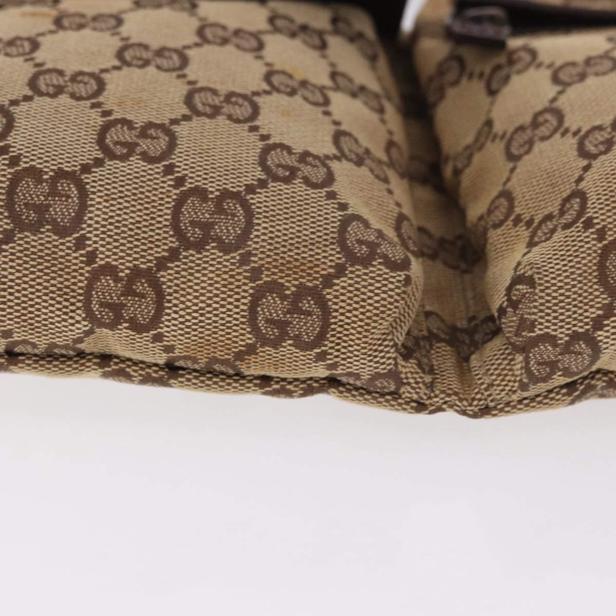 GUCCI GG Canvas Waist bag Beige Silver 28566 Auth 184509