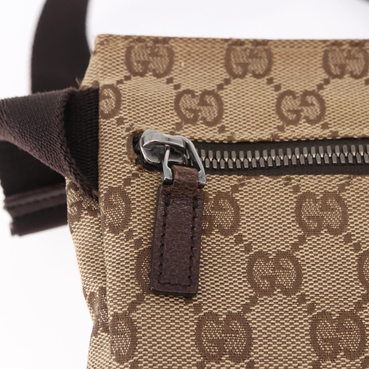 GUCCI GG Canvas Waist bag Beige Silver 28566 Auth 184509