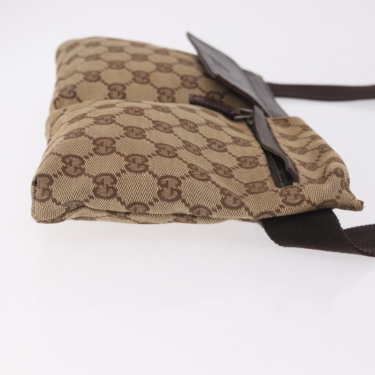 GUCCI GG Canvas Waist bag Beige Silver 28566 Auth 184509