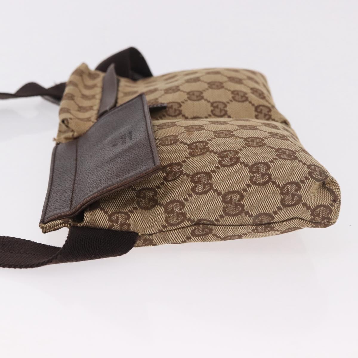 GUCCI GG Canvas Waist bag Beige Silver 28566 Auth 184509