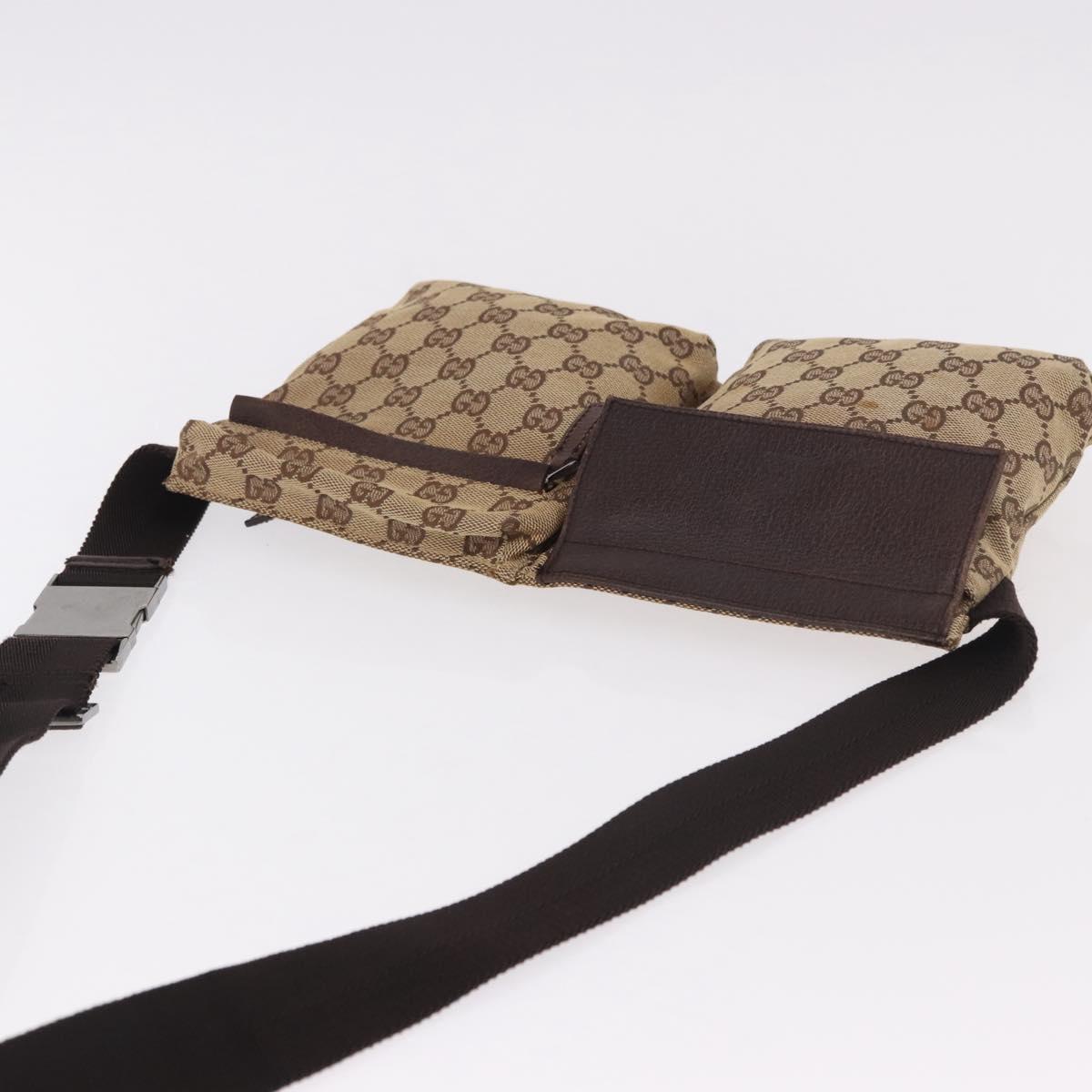 GUCCI GG Canvas Waist bag Beige Silver 28566 Auth 184509
