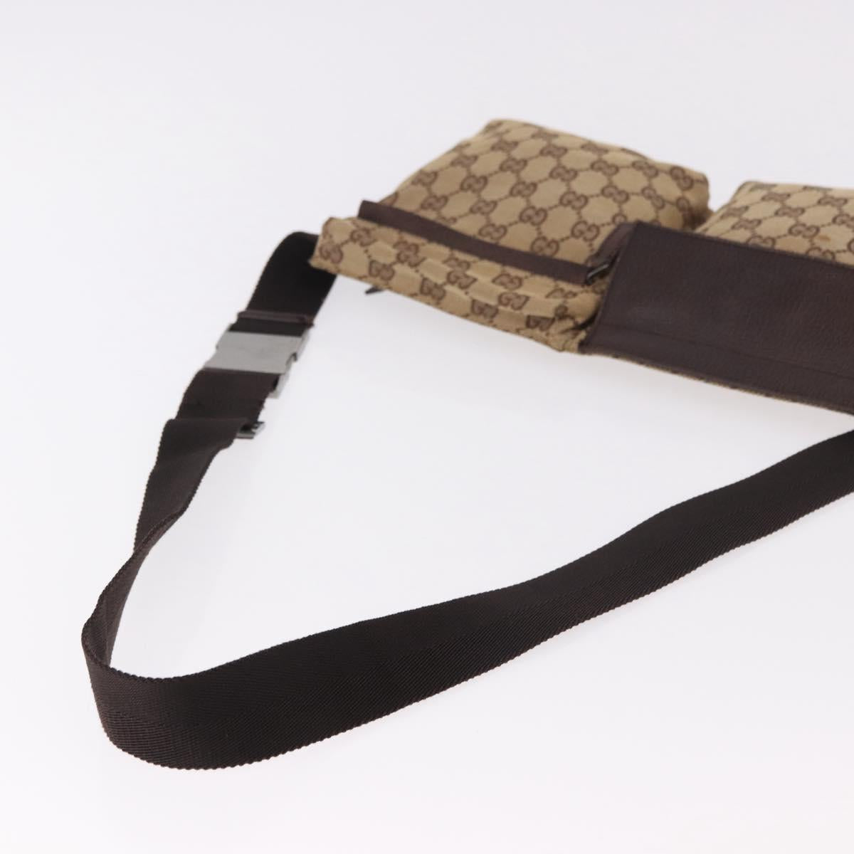 GUCCI GG Canvas Waist bag Beige Silver 28566 Auth 184509