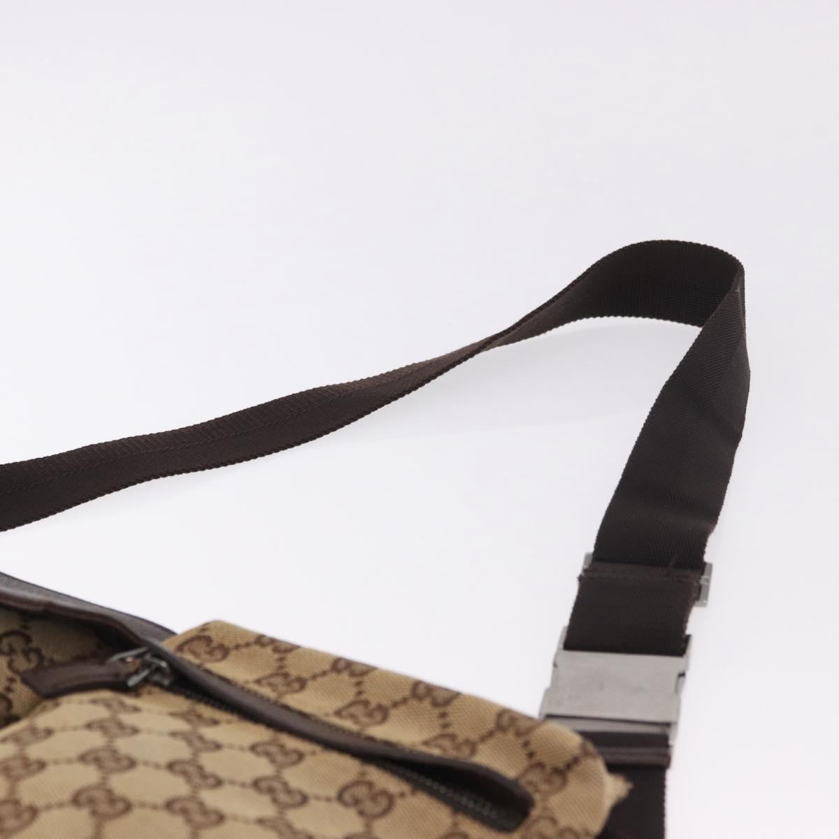 GUCCI GG Canvas Waist bag Beige Silver 28566 Auth 184509