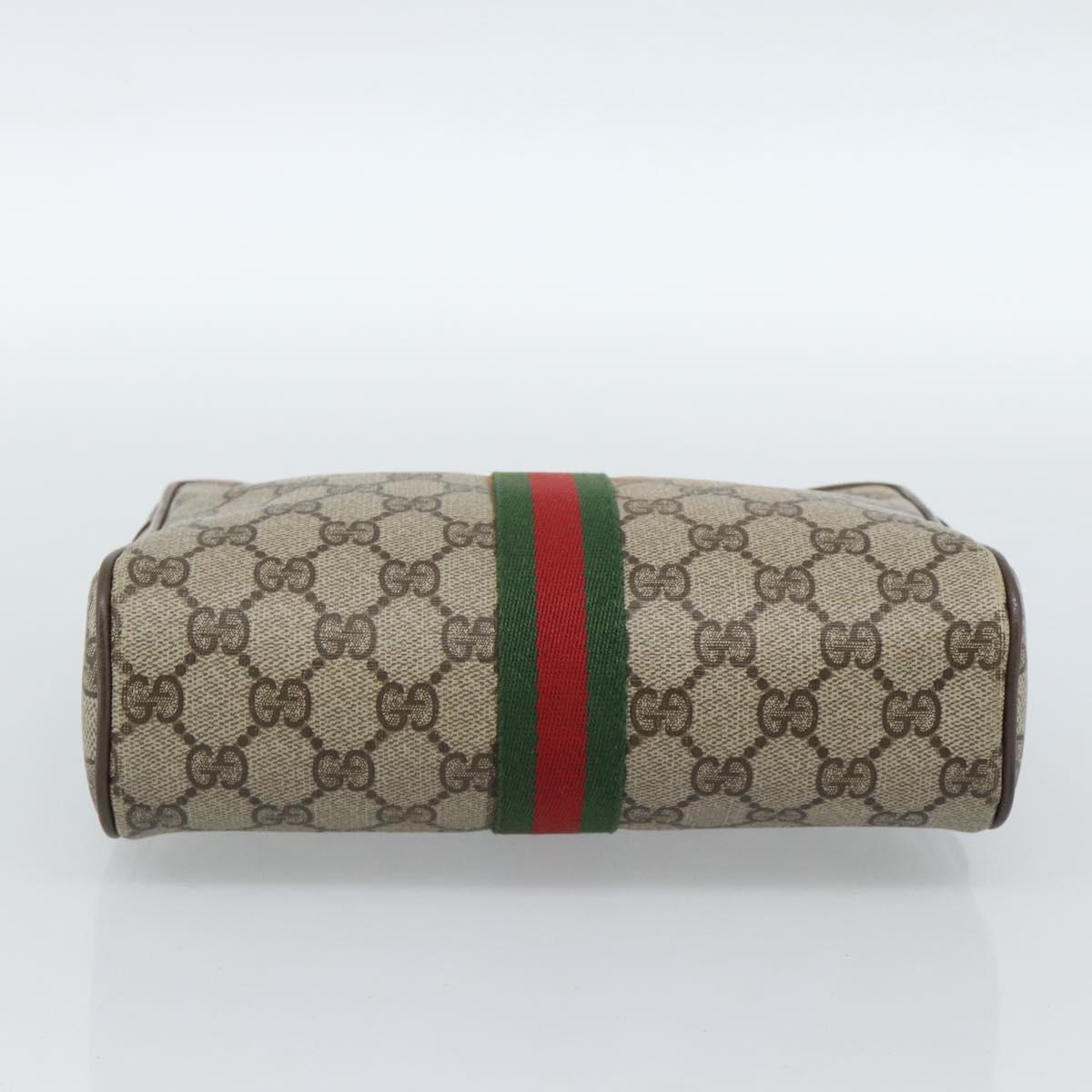 GUCCI GG Supreme Web Sherry Line Clutch Bag PVC Beige Red 89 01 012 Auth 184511