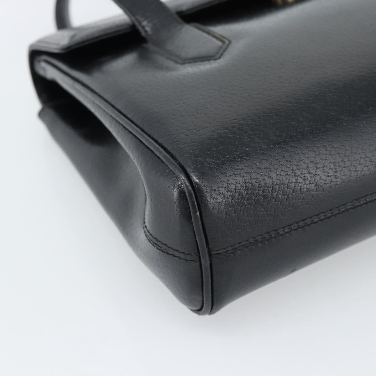 GUCCI Hand Bag Leather Black Gold 000 109 0098 Auth 184513