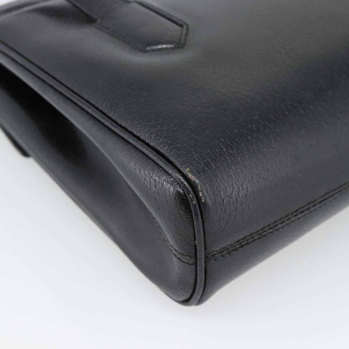 GUCCI Hand Bag Leather Black Gold 000 109 0098 Auth 184513