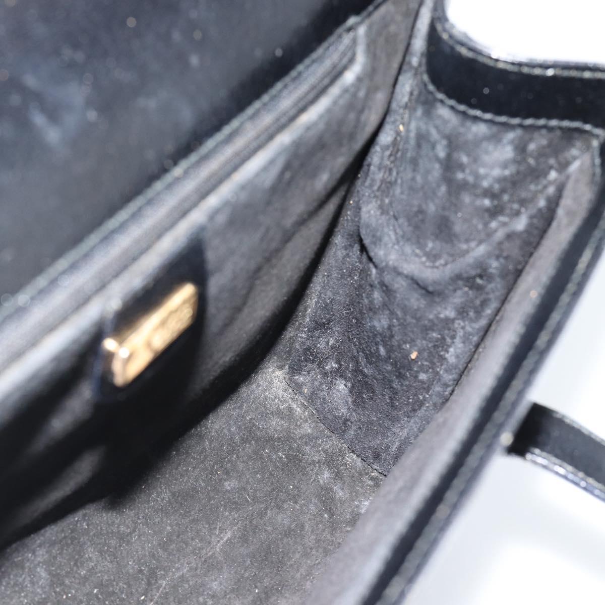 GUCCI Hand Bag Leather Black Gold 000 109 0098 Auth 184513