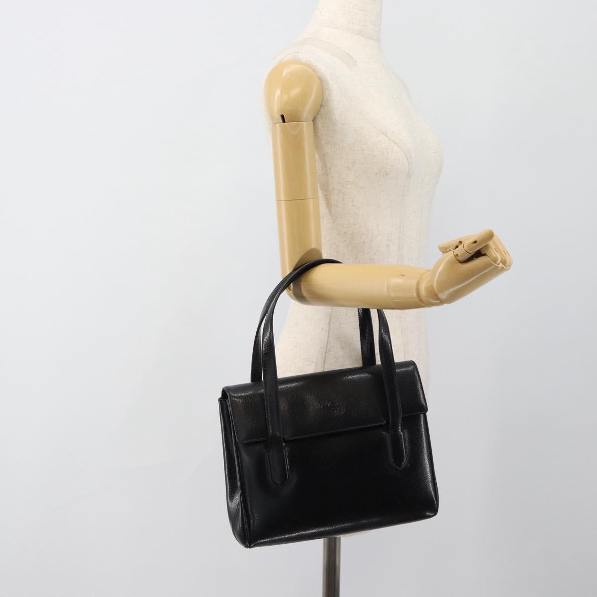 GUCCI Hand Bag Leather Black Gold 000 109 0098 Auth 184513
