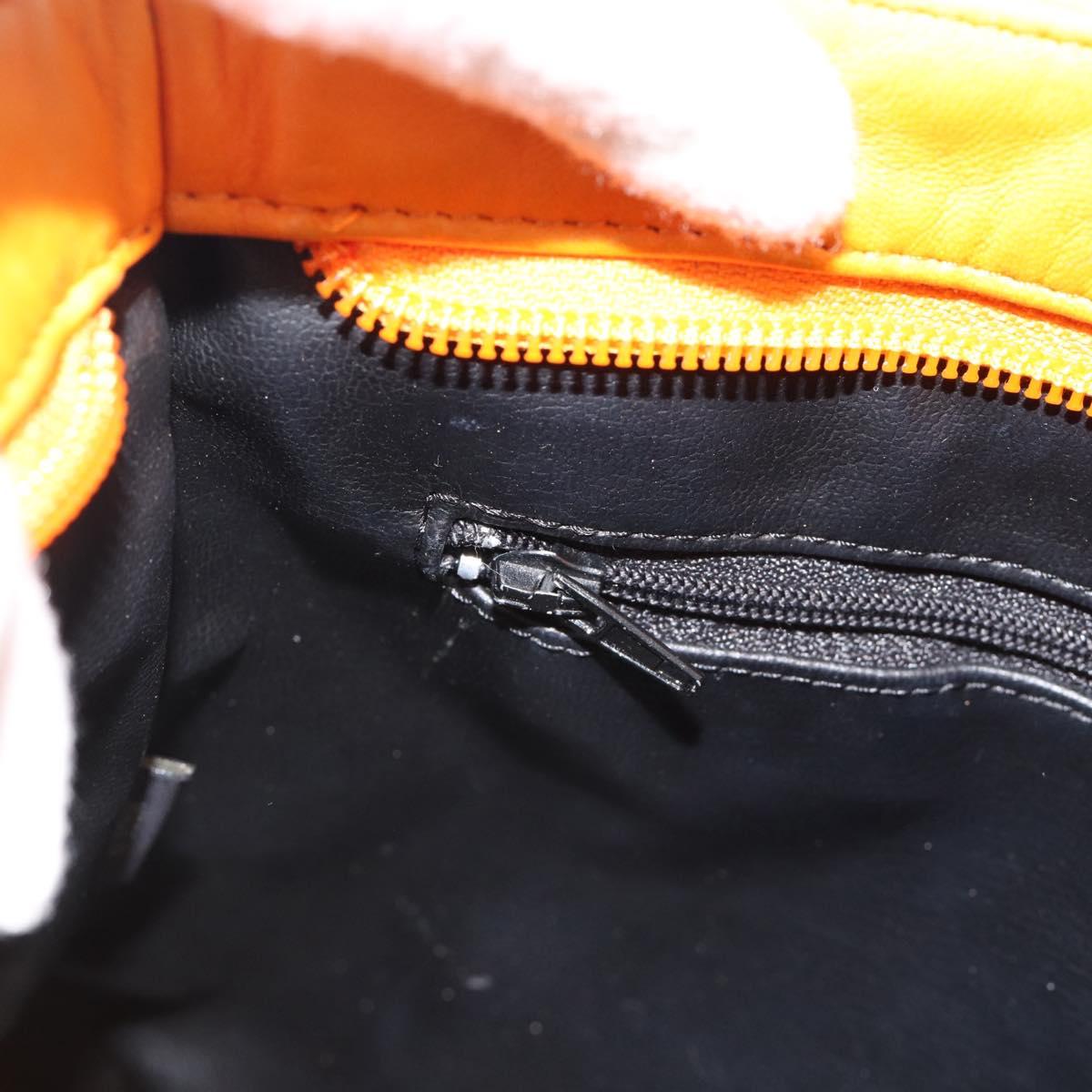 BALLY Chain Shoulder Bag Leather Orange Gold Auth 184515