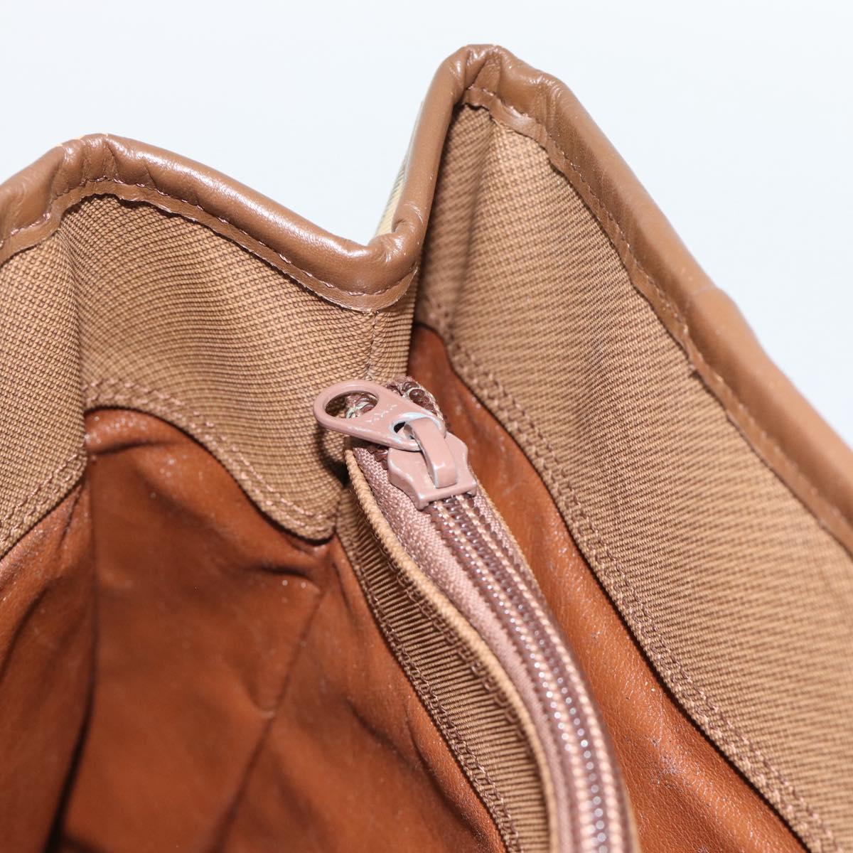 Burberrys Nova Check Hand Bag Canvas Beige Gold Auth 184516