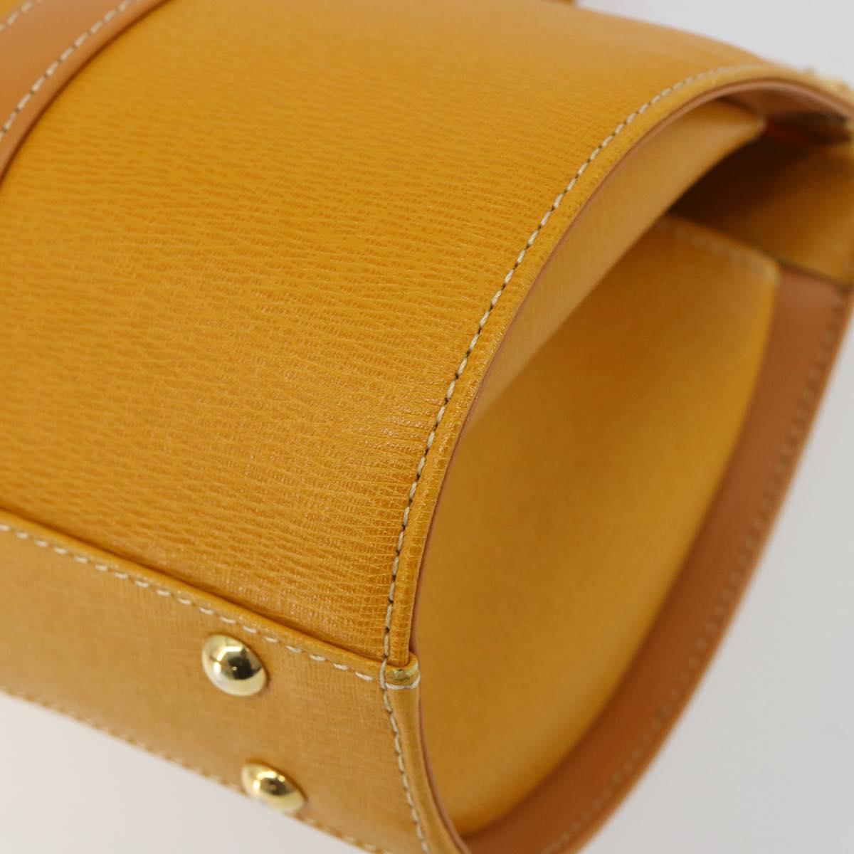 BURBERRY Hand Bag Leather Beige Gold Auth 184517A