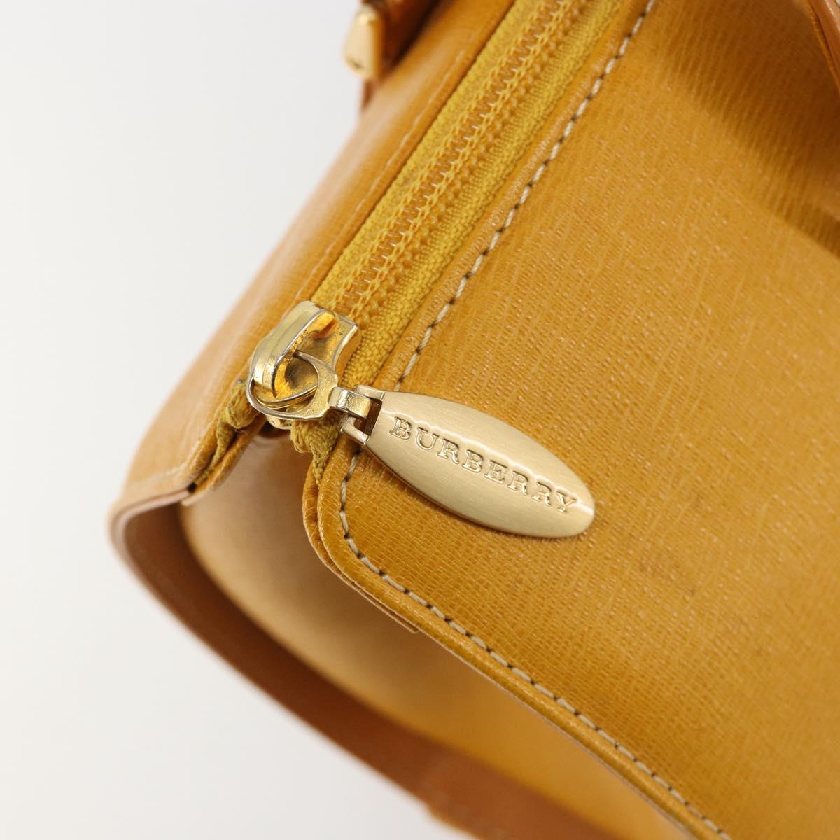 BURBERRY Hand Bag Leather Beige Gold Auth 184517A