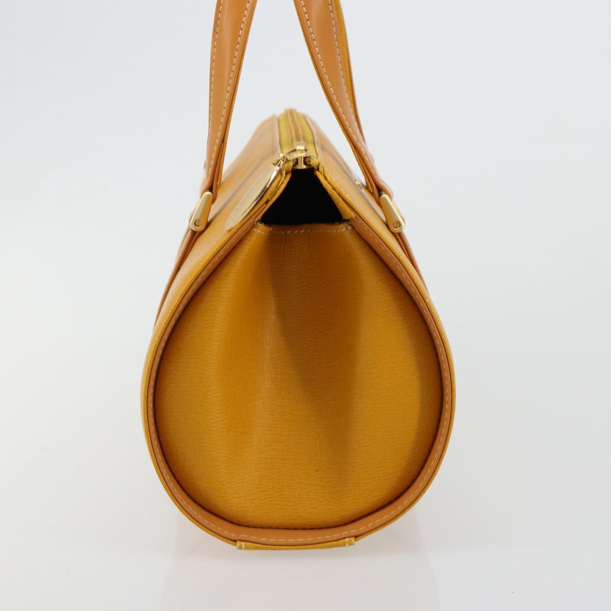 BURBERRY Hand Bag Leather Beige Gold Auth 184517A